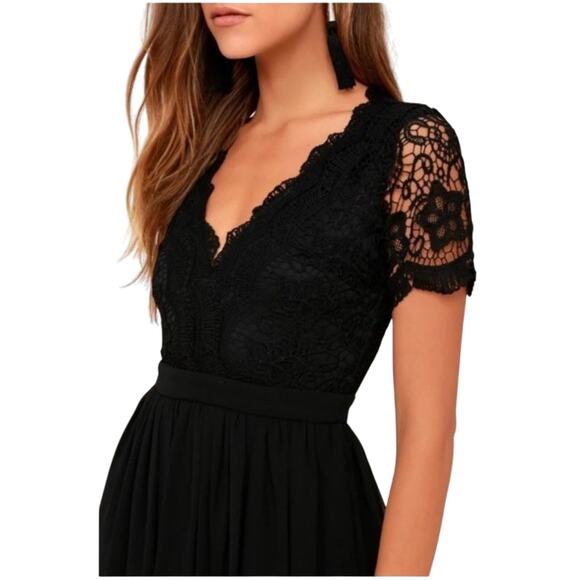 Lulu’s Angel in Disguise Black Lace Mini Skater Dress | Size Small - Picture 7 of 16